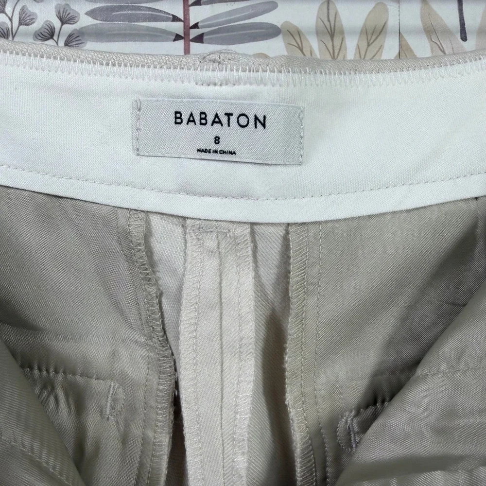 Babaton Aritzia‎ Slater Pant 8 Matte Pearl High Rise Linen TENCEL Trouser NWT